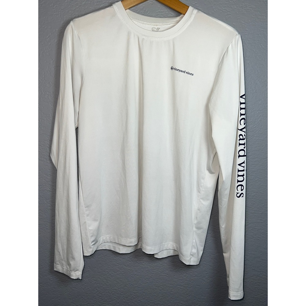 Vineyard Vines Performance Shirt Mens XL White Long Sleeve Logo Graphic Athletic